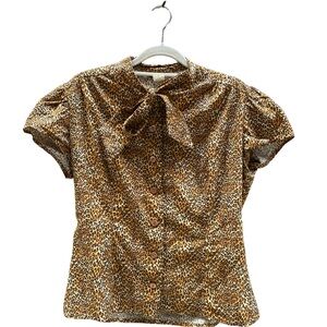 Heart of Haute Estelle Blouse Leopard Print Size XL EUC
